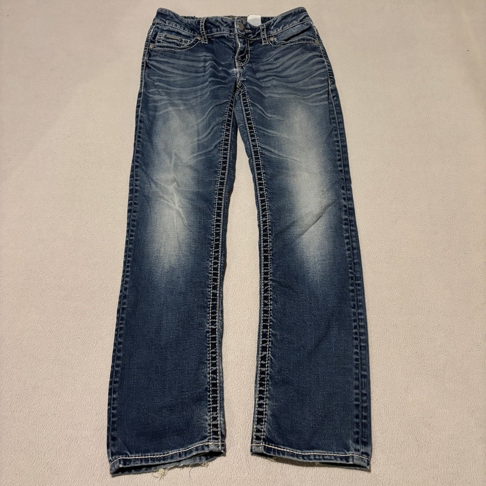 Warehouse One Premium Womens Mid Rise Relaxed Straight Leg Jeans 30x29 Blue Wash